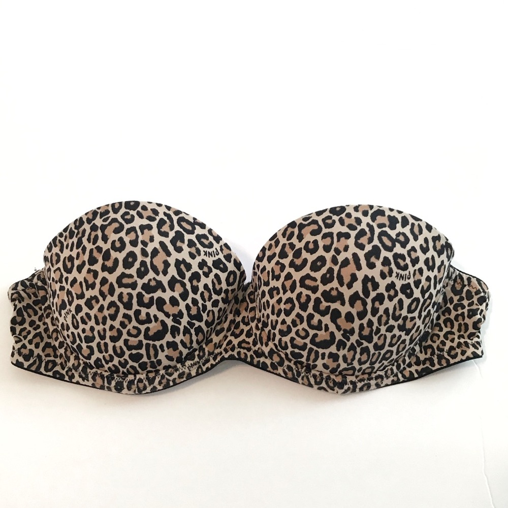 3/$15 Victoria's Secret PINK Leopard Strapless Bra